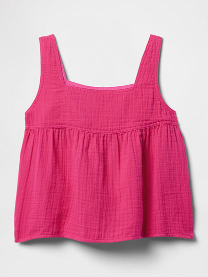 Pembe Crinkle Gauze Bluz