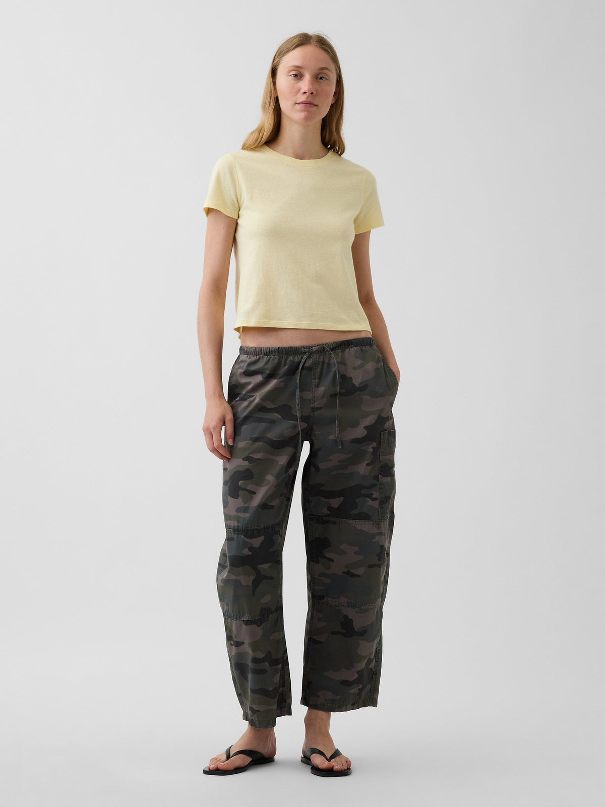 Kamuflaj Mid Rise Twill Easy Barrel Utility Pantolon