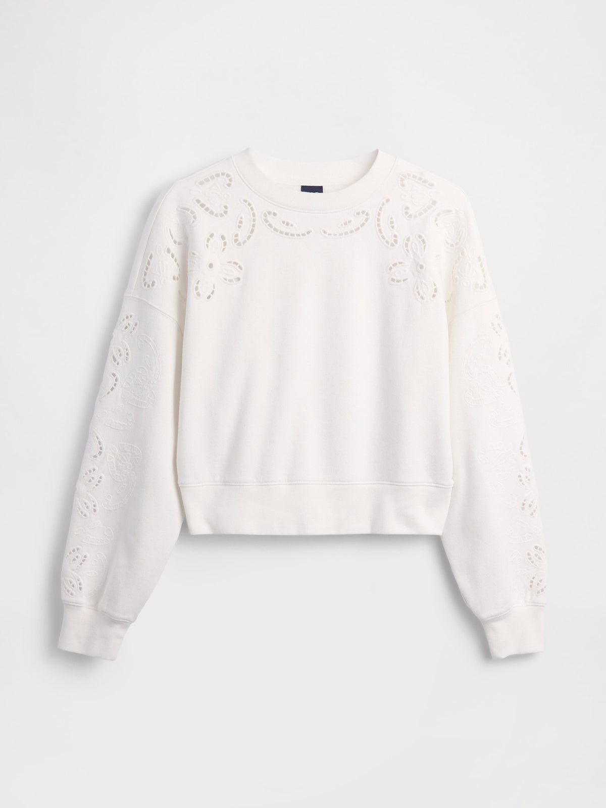 Beyaz Vintagesoft Oversized Eyelet Crop Sweatshirt