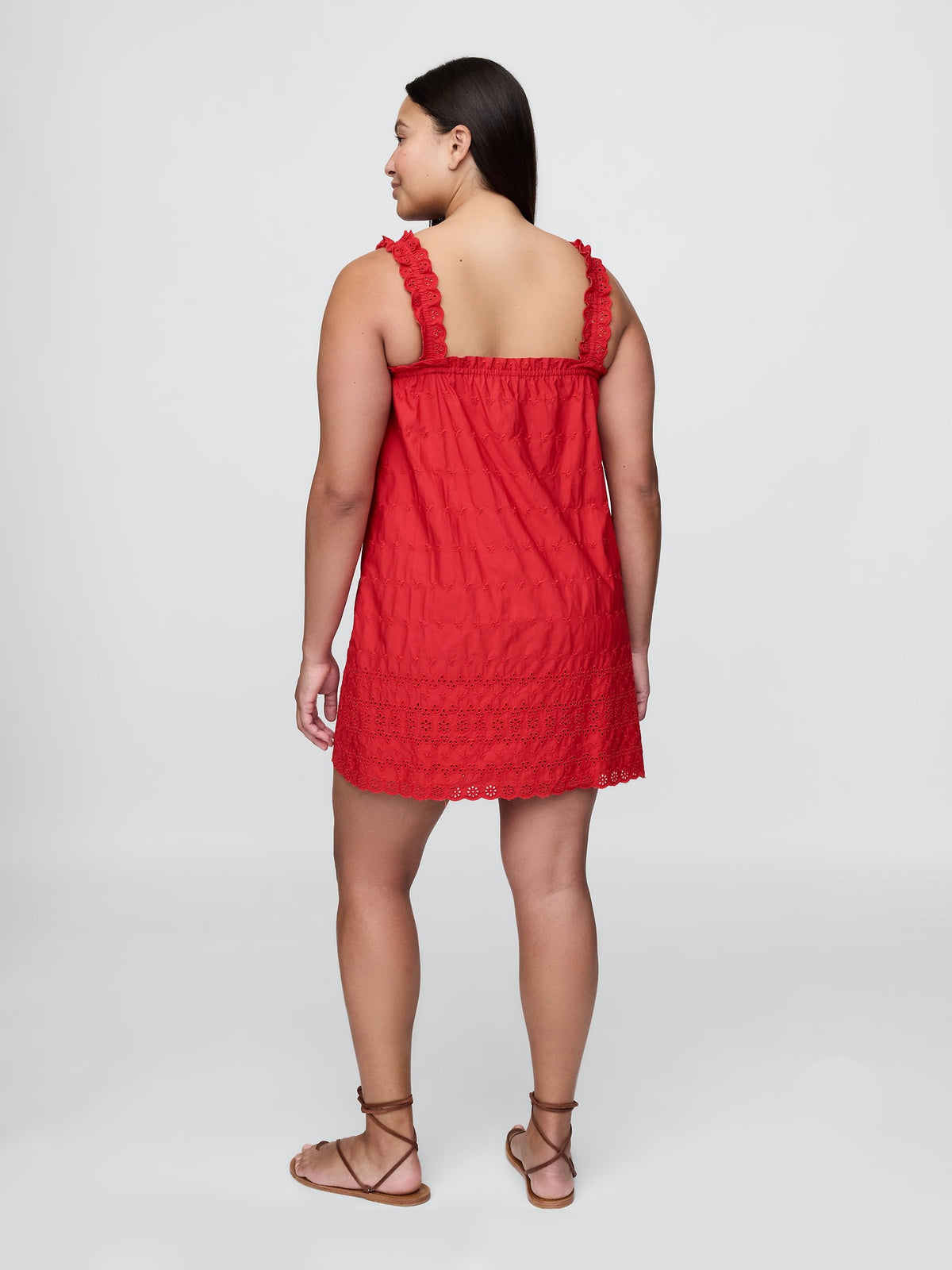 Kırmızı Gap × Dôen Eyelet Shift Mini Elbise