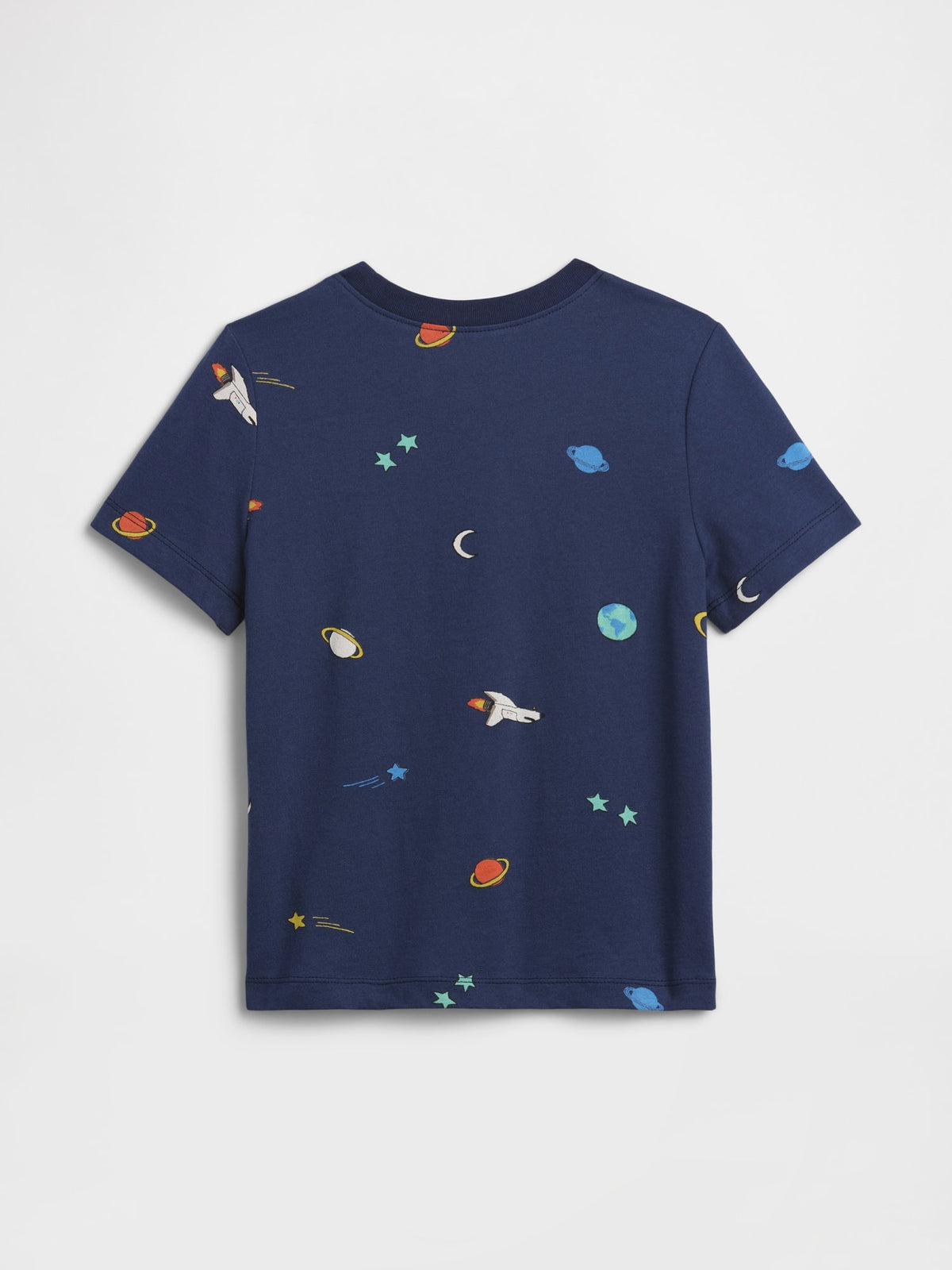Koyu Mavi Grafik Baskılı T-shirt