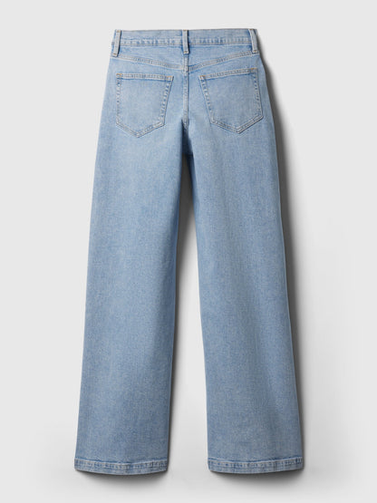 Açık Mavi High Rise Stride Wide-leg Jean Pantolon