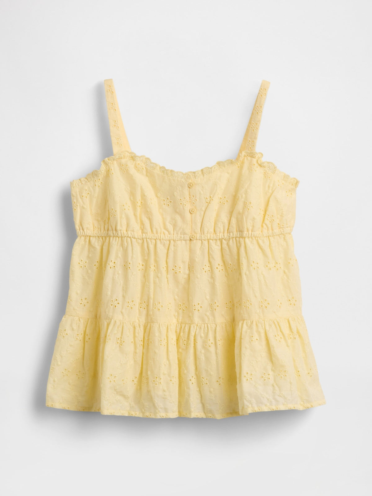 Sarı Tiered Eyelet Tank Bluz