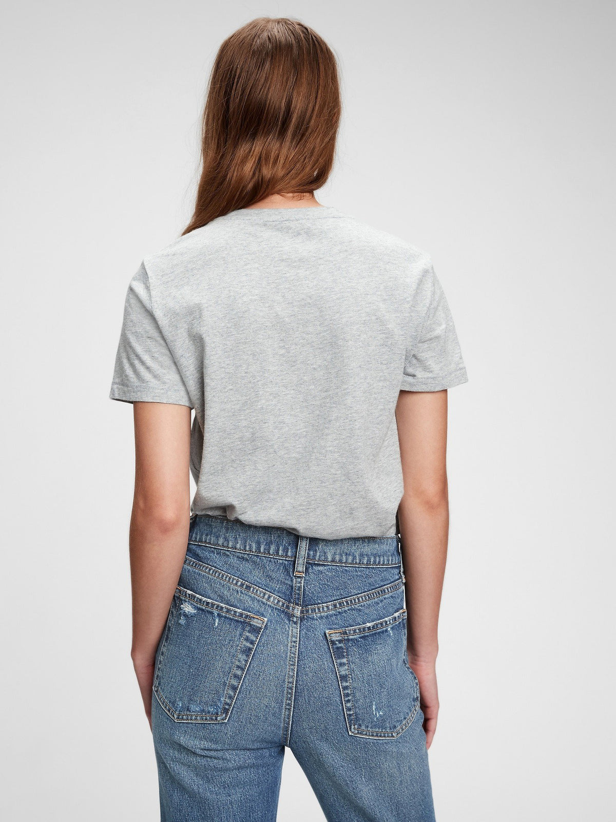 Açık Gri %100 Pamuk Vintagesoft Bisiklet Yaka T-shirt