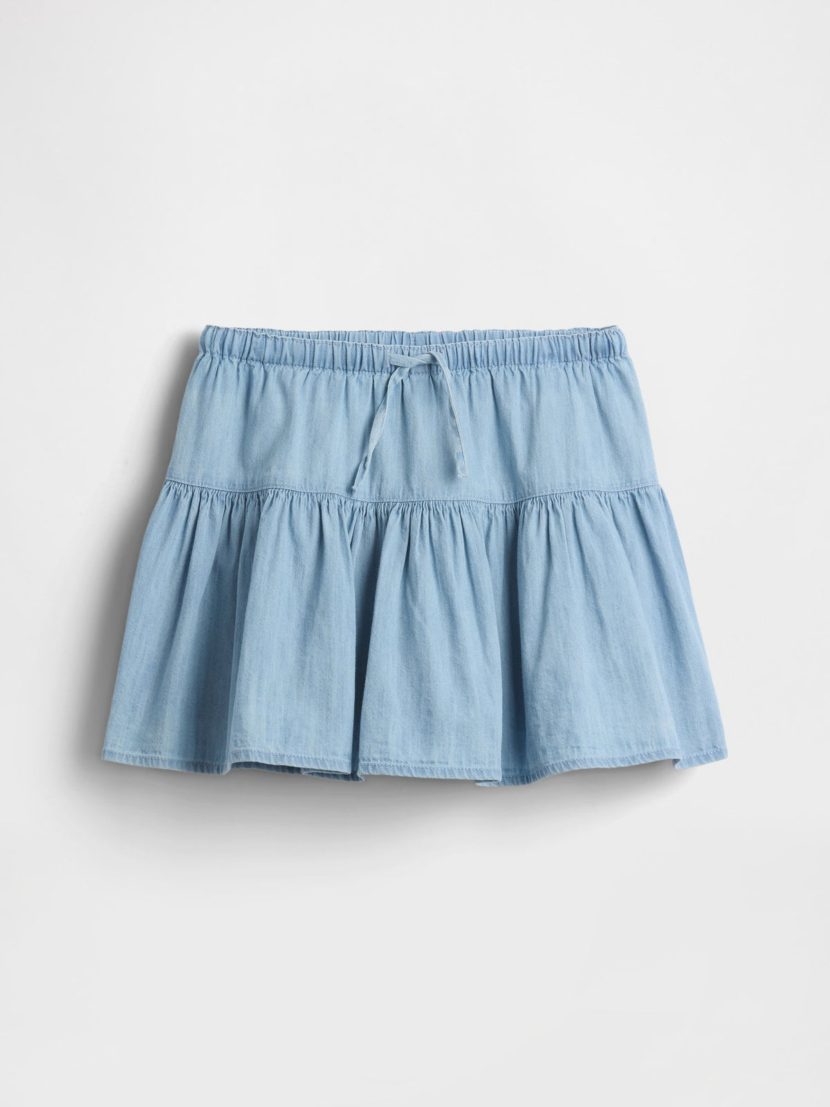 Açık Mavi Denim Tiered Şort Etek