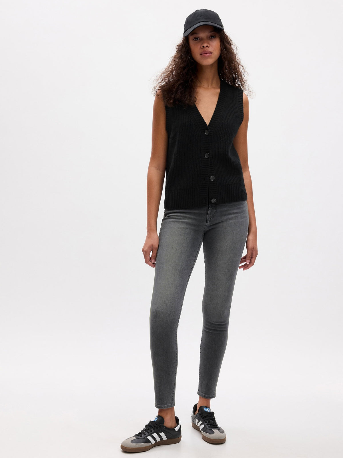 Koyu Gri High Rise True Skinny Jean Pantolon