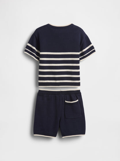 Lacivert Baby & Toddler Henley Çizgili Kazak Seti