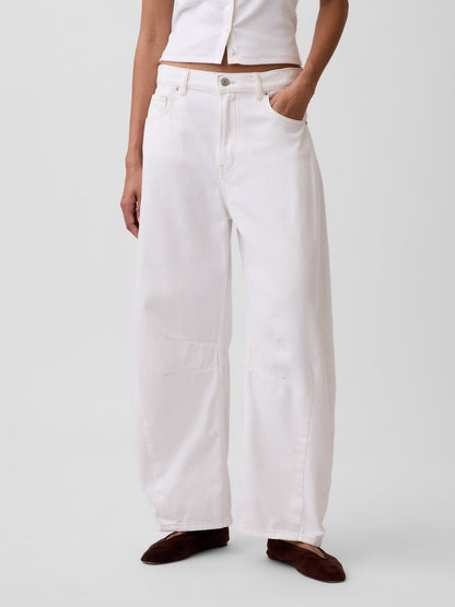Beyaz High Rise Ultrasoft Horseshoe Jean Pantolon