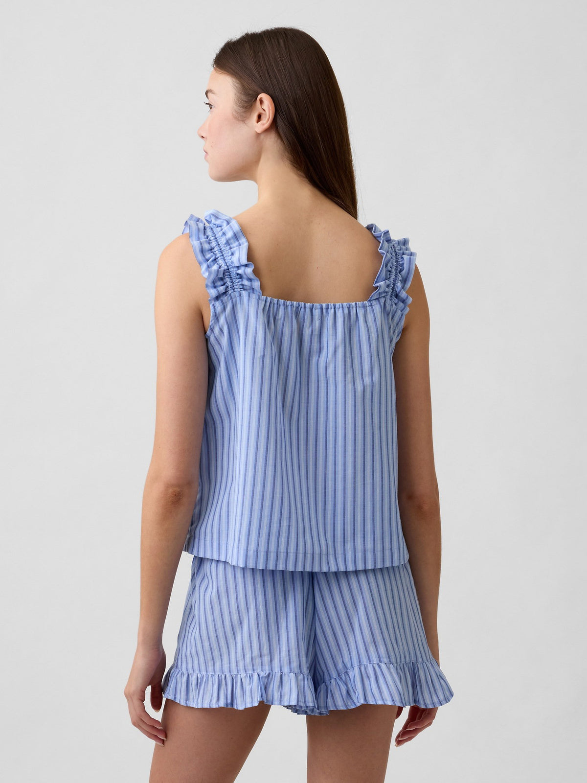 Çok Renkli Fırfırlı Poplin Pijama Üst