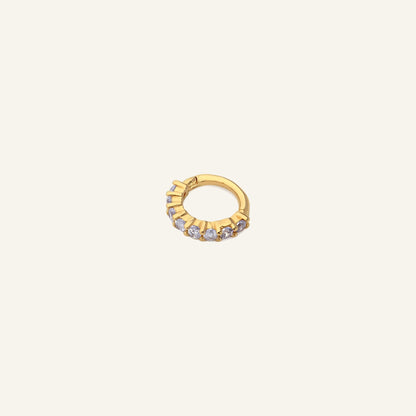 Classic Half Yarım Tur Taşlı Altın Halka Helix Piercing 8 Mm