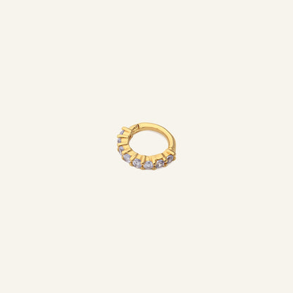 Classic Half Yarım Tur Taşlı Altın Halka Helix Piercing 6 Mm