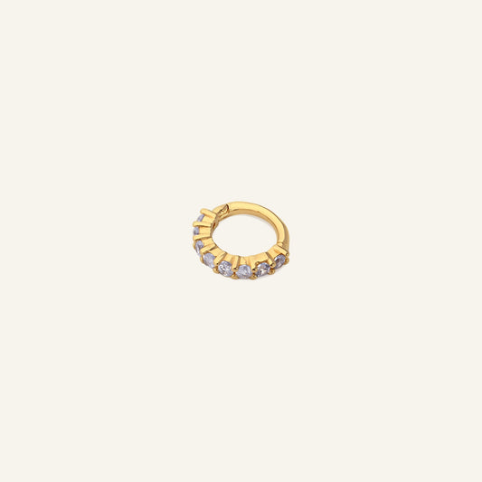 Classic Half Yarım Tur Taşlı Altın Halka Helix Piercing 6 Mm