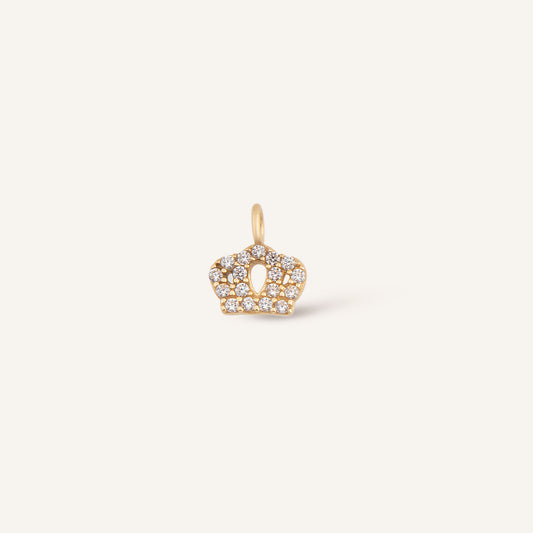 Crown Taç Figürlü Taşlı Altın Charm