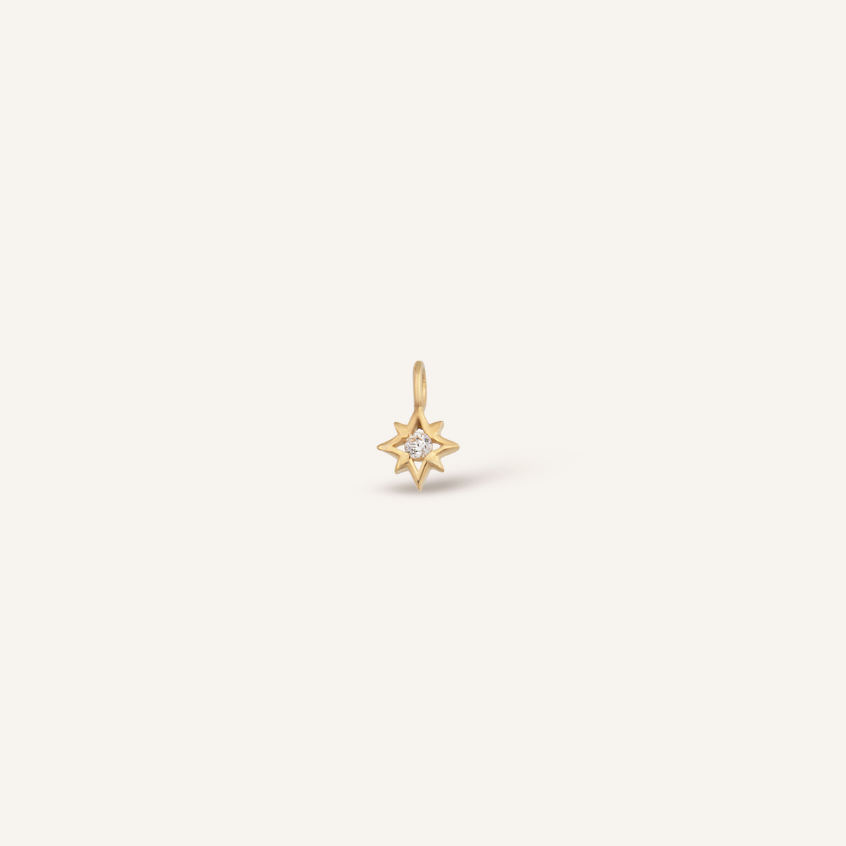 Mini Sparkle Kuzey Yıldızı Figürlü Tek Taşlı Altın Charm