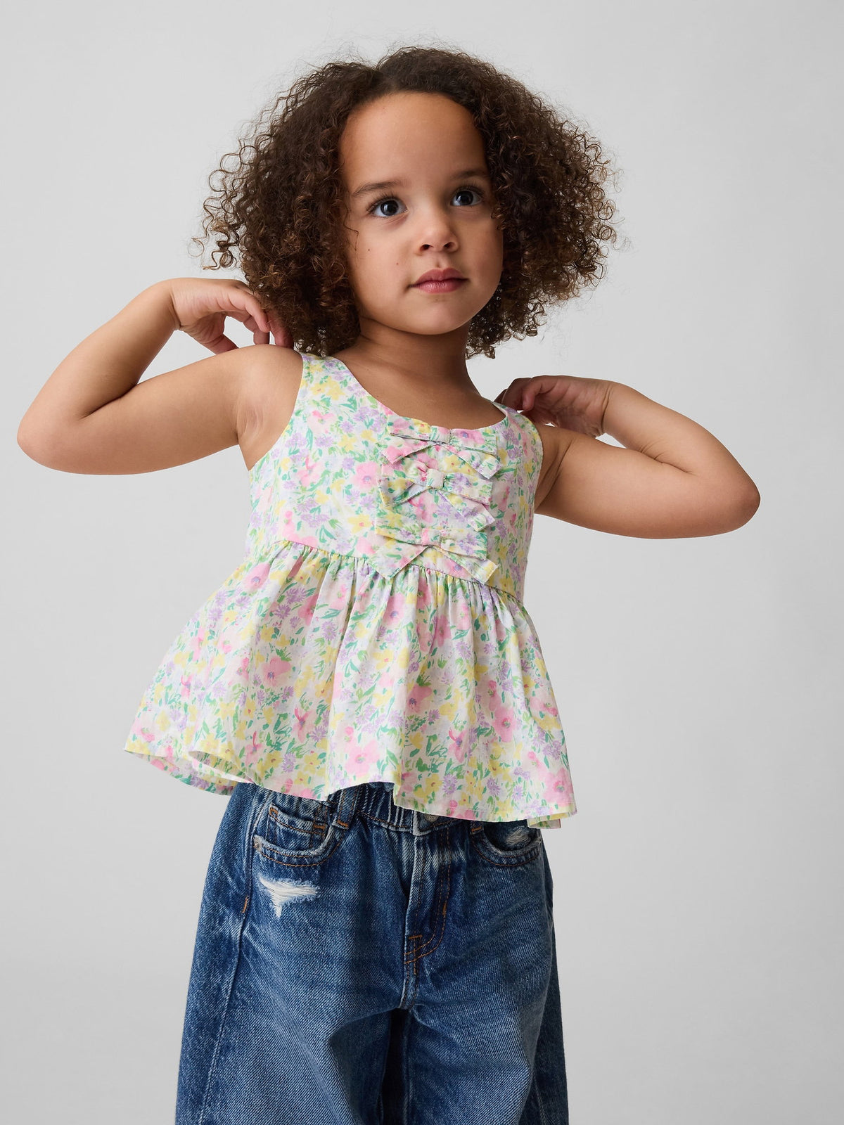 Çok Renkli Peplum Fiyonk Askılı Bluz