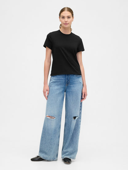 Siyah 2'li Bisiklet Yaka T-shirt