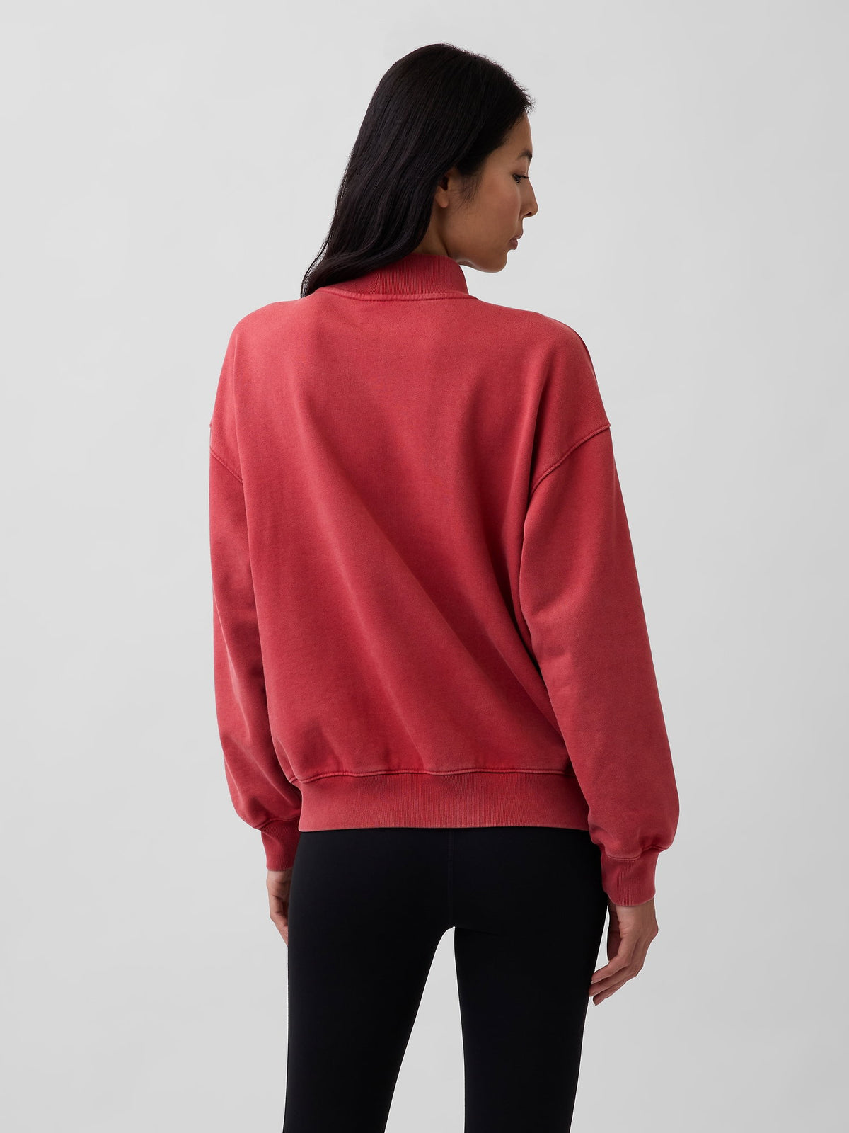 Kırmızı Heavyweight Fransız Havlu Kumaş Oversized Mockneck Sweatshirt