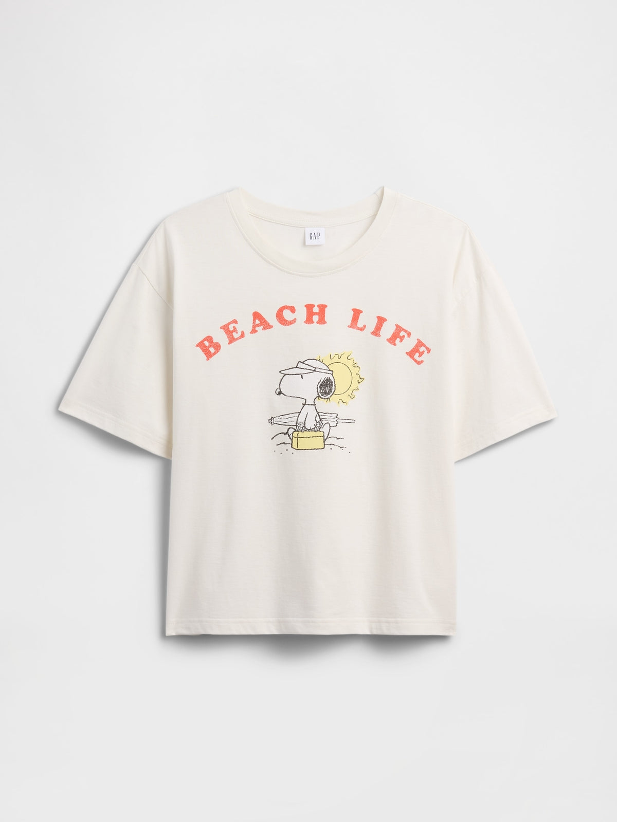 Beyaz Peanuts Oversized Grafik Baskılı T-shirt
