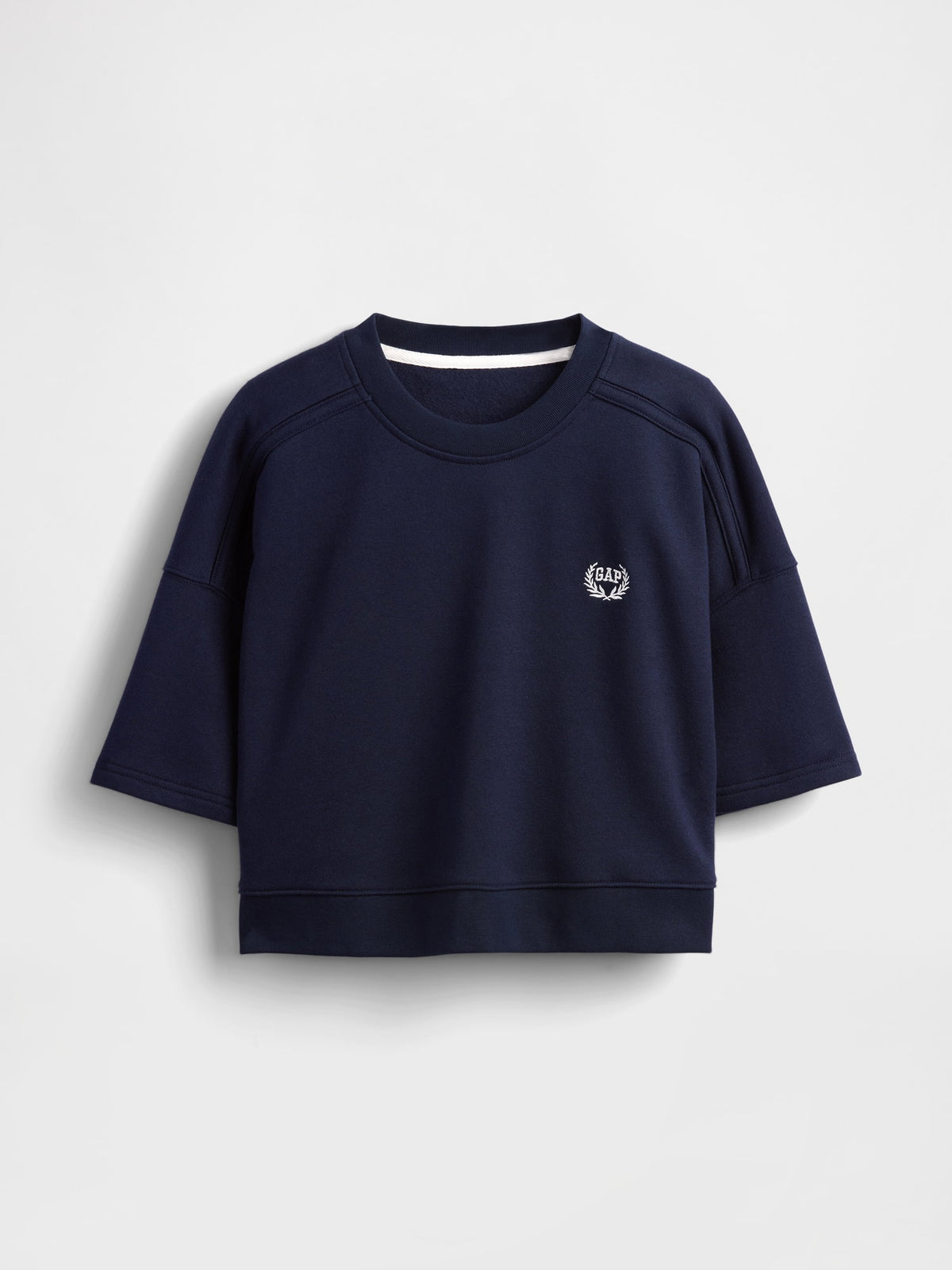 Lacivert Vintagesoft Dirsek Kolu Kısa Sweatshirt