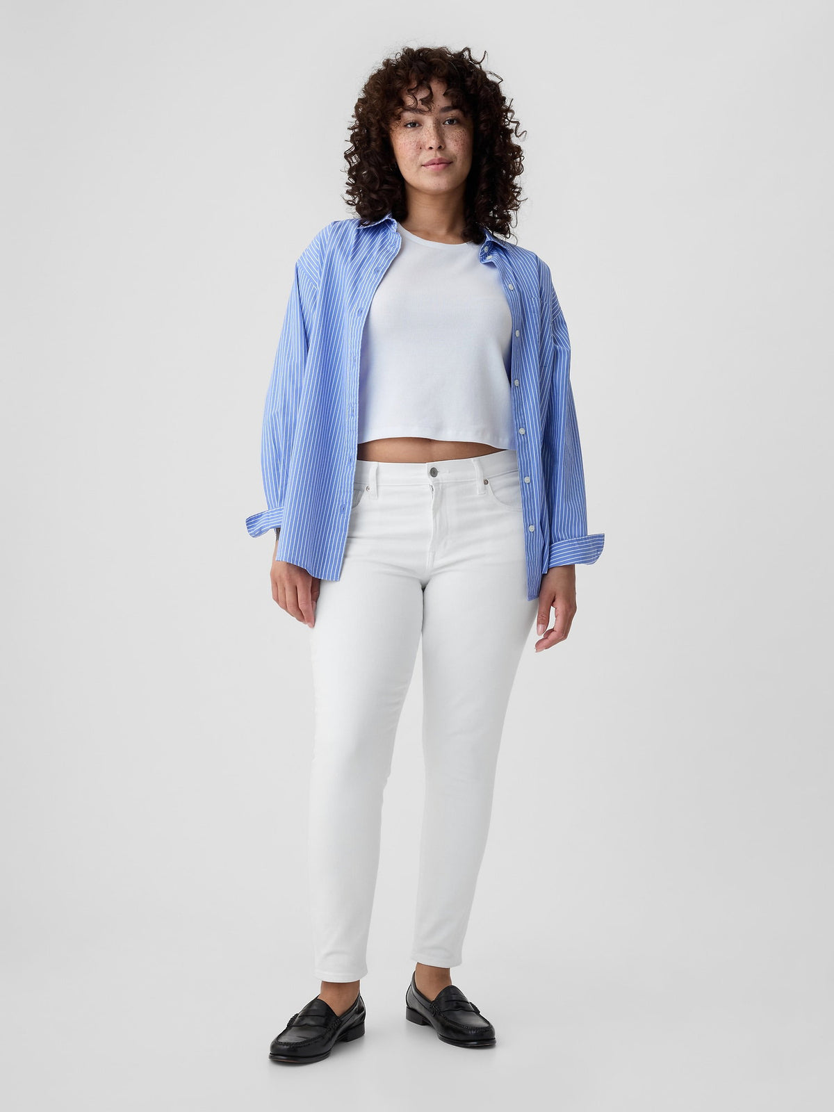 Beyaz Mid Rise True Skinny Jean Pantolon