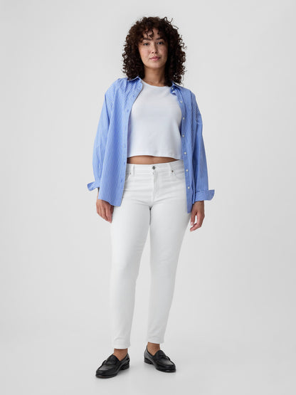 Beyaz Mid Rise True Skinny Jean Pantolon