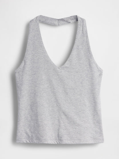 Gri Closeknit Halter Crop Bluz