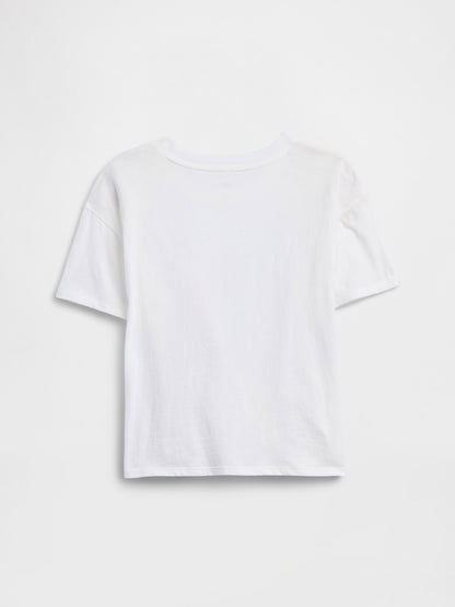 Beyaz Oversized Grafik Baskılı T-shirt