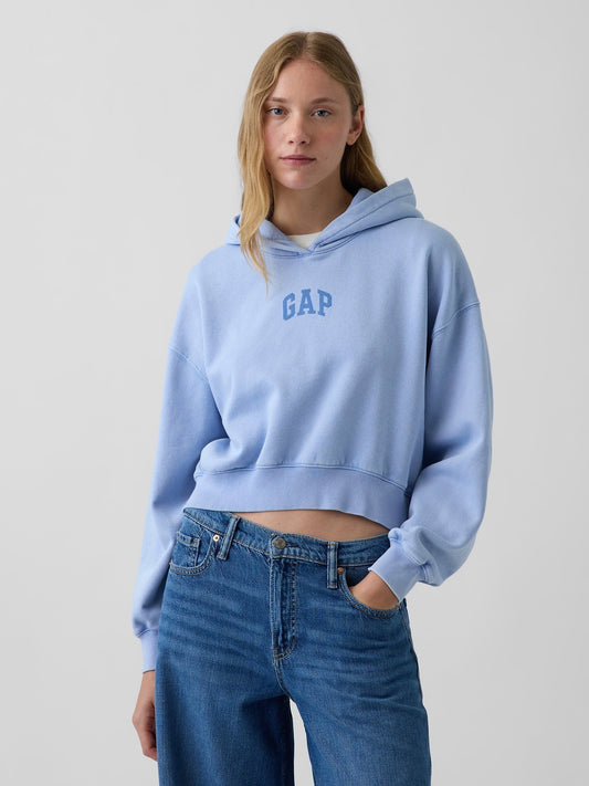 Açık Mavi Vintagesoft Crop Logo Sweatshirt