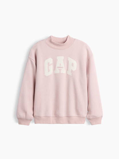 Açık Pembe Vintagesoft Oversized Mockneck Logo Sweatshirt