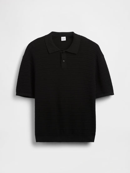 Siyah Relaxed Triko Polo T-shirt