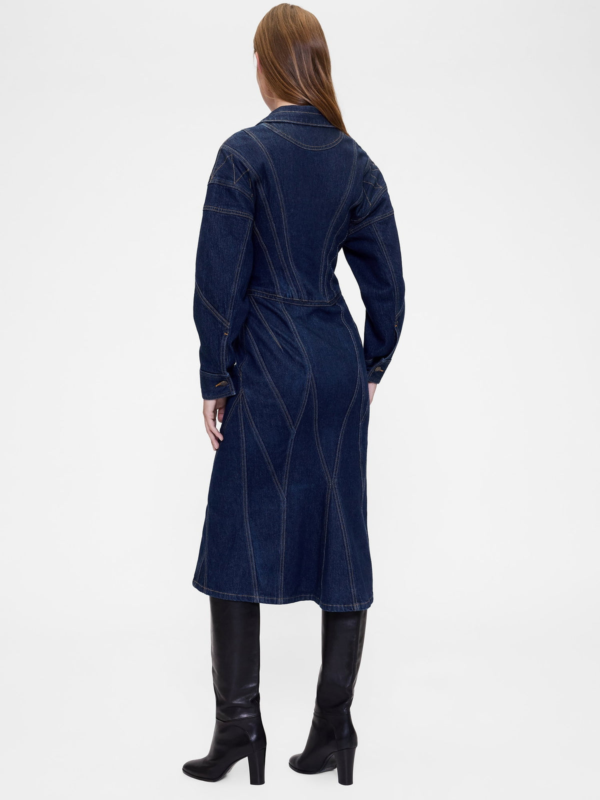 Lacivert Gapstudio Seamed Denim Midi Gömlek Elbise