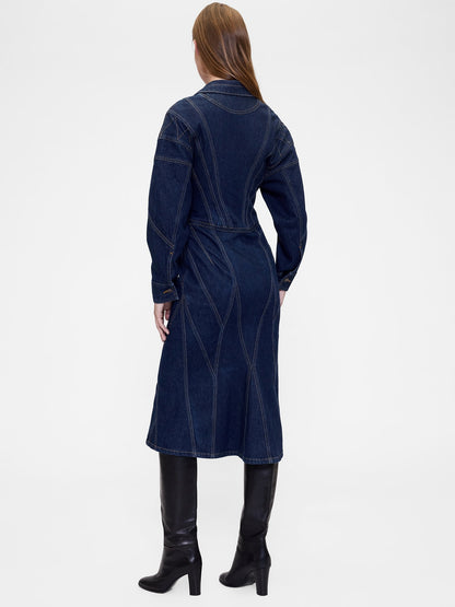 Lacivert Gapstudio Seamed Denim Midi Gömlek Elbise