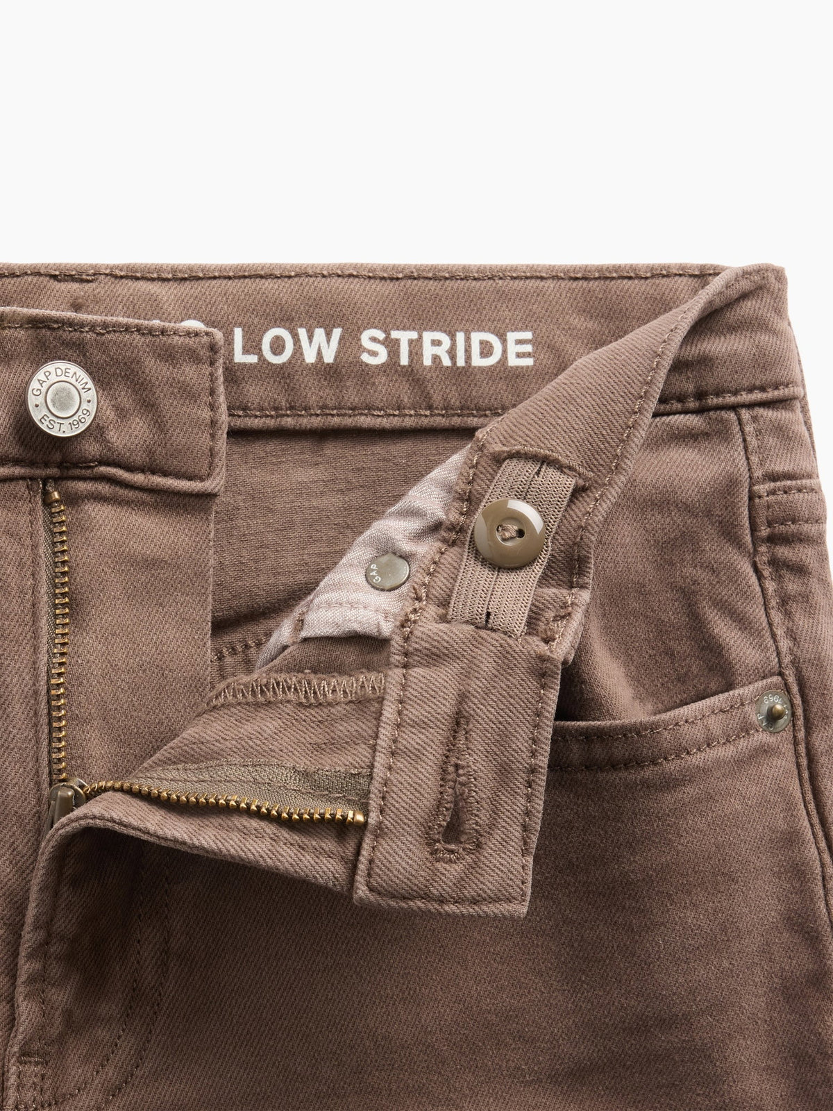 Kahverengi Low Rise Stride Bow Pocket Wide-leg Jean Pantolon
