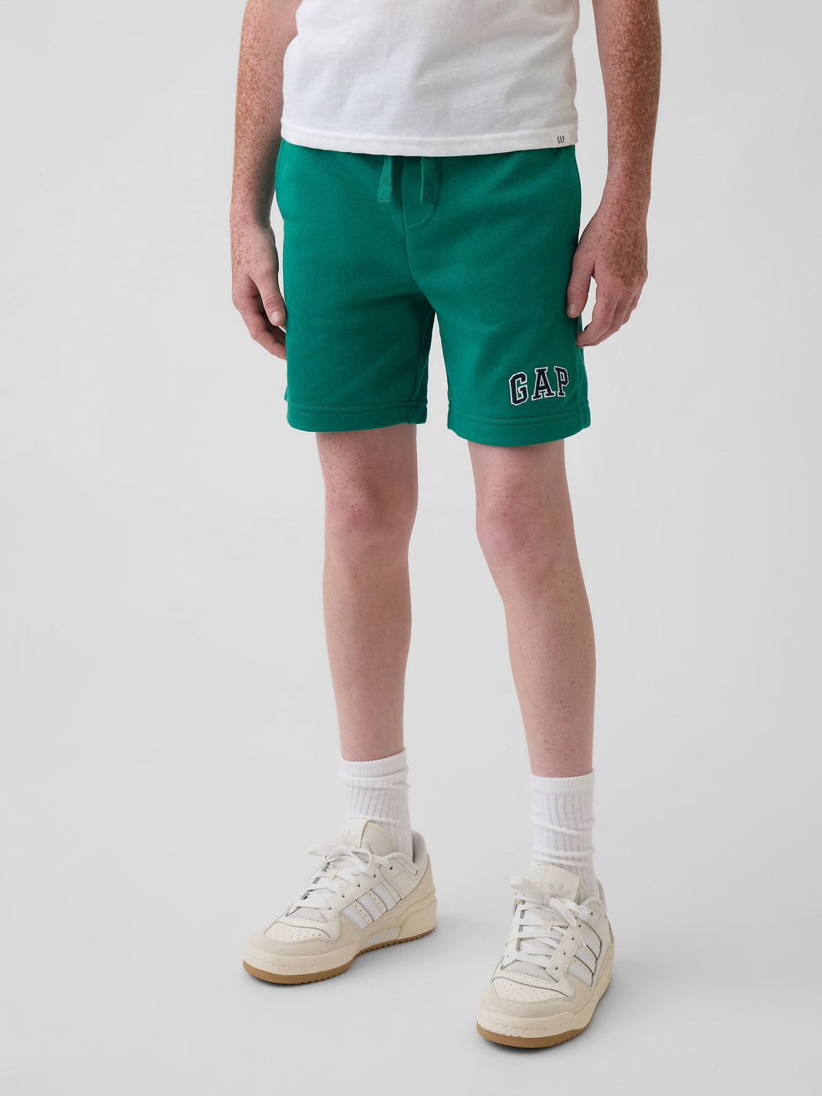 Yeşil Relaxed Gap Grafik Fransız Havlu Kumaş Pull-on Şort