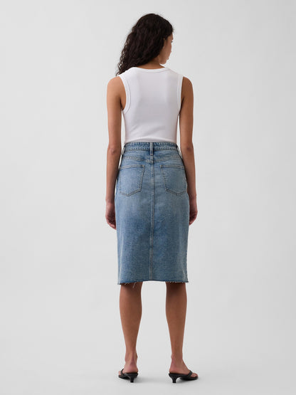 Mavi High Rise Denim Midi Kalem Etek