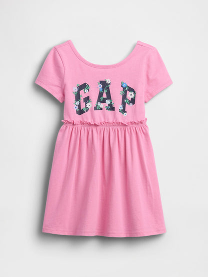 Pembe Logo Jersey Elbise