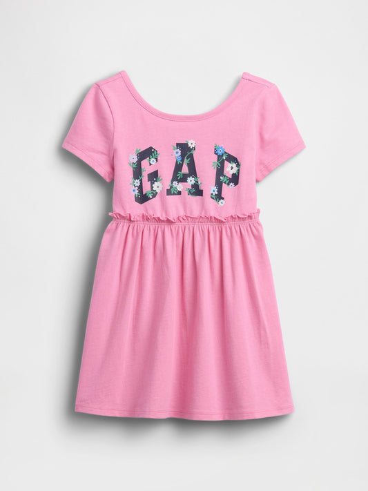 Pembe Logo Jersey Elbise