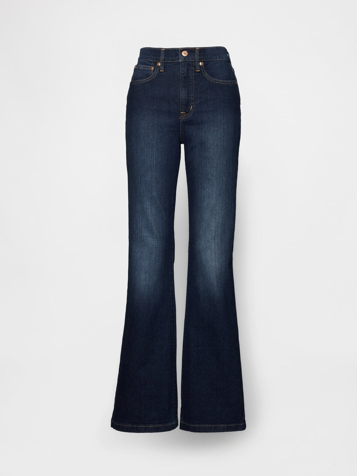 Koyu Mavi High Rise '70s Flare Jean Pantolon