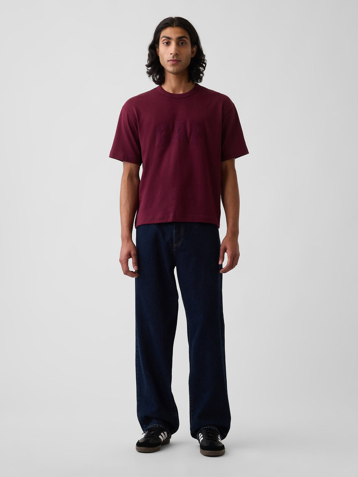 Açık Mavi Heavyweight Relaxed Gap Logo Crop T-shirt