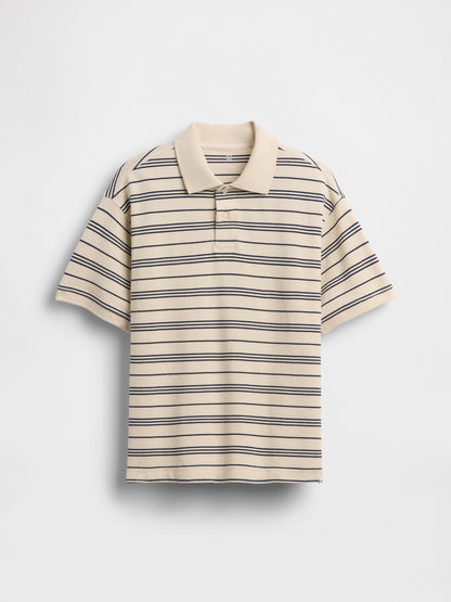 Lacivert Relaxed Pique Polo T-shirt