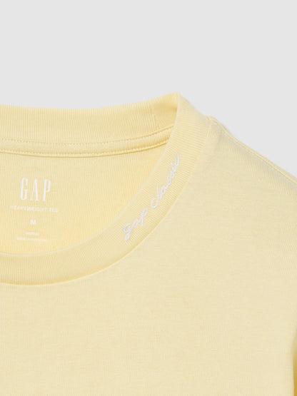 Sarı Heavyweight Gap Logo Relaxed Crop T-shirt