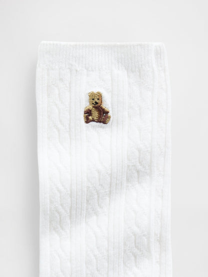 Lacivert Brannan Bear Cable-knit Crew Çorap