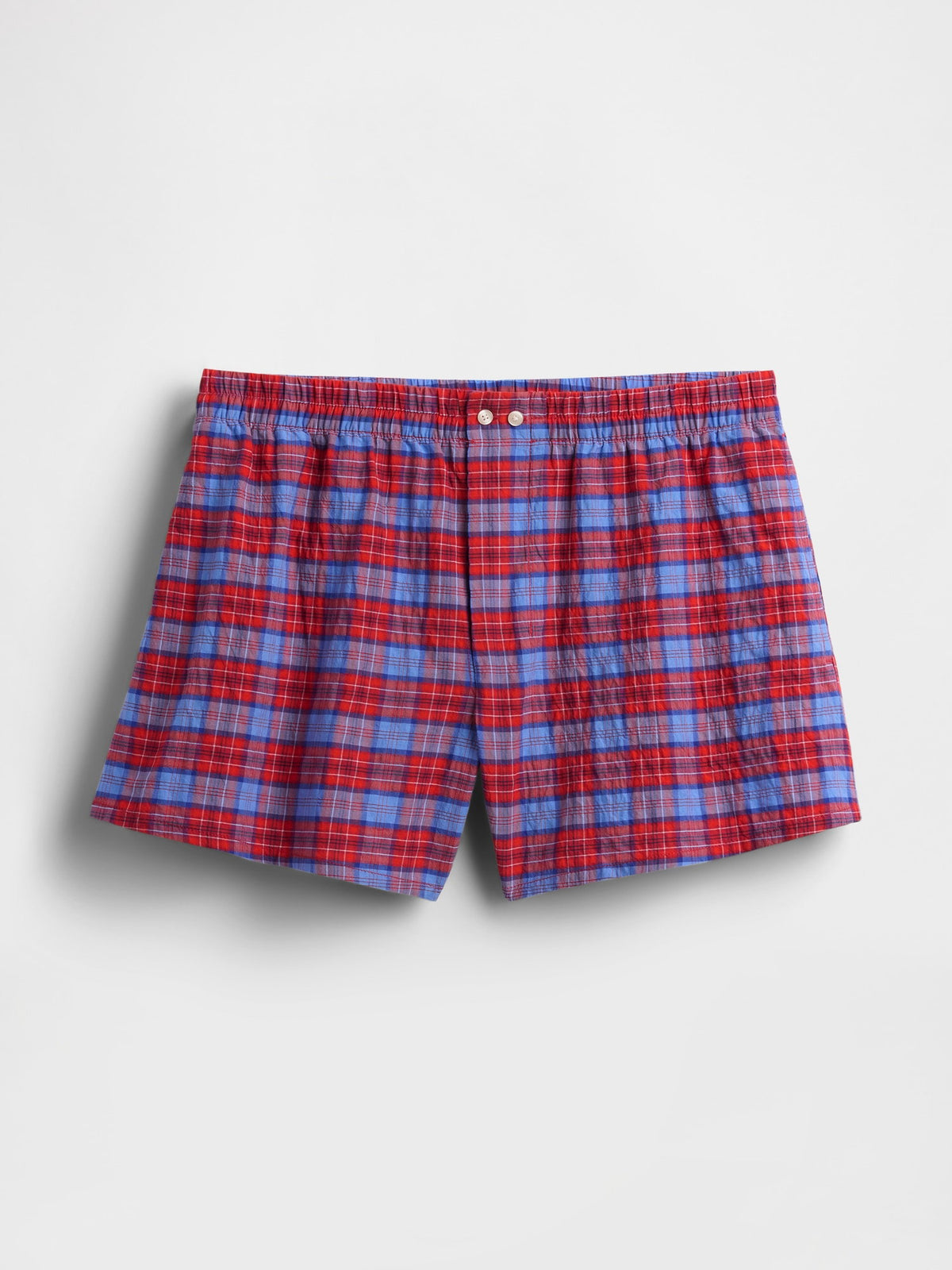 Açık Mavi 4 Seersucker Kareli Boxer Şort
