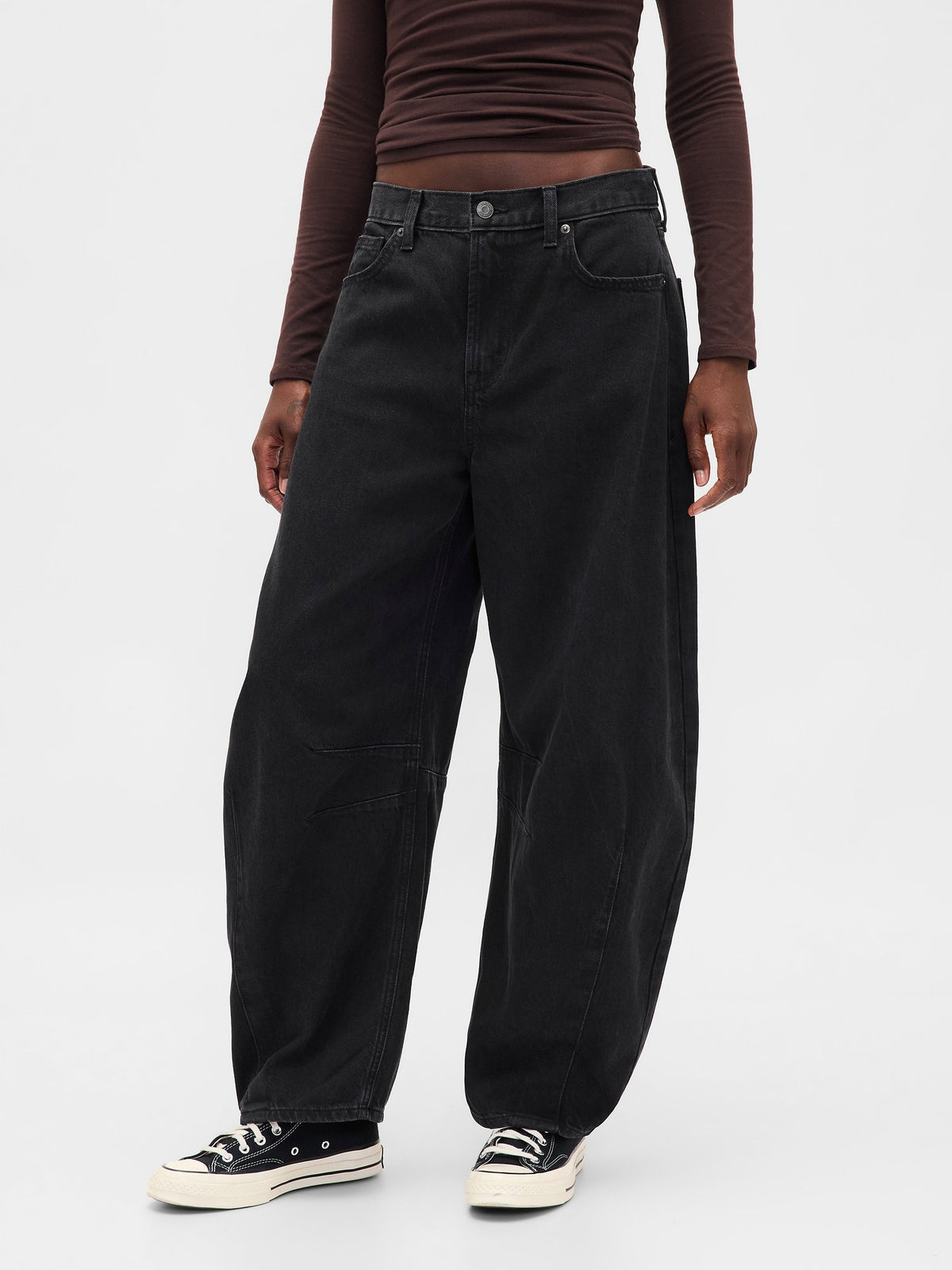 Siyah High Rise Ultrasoft Horseshoe Jean Pantolon