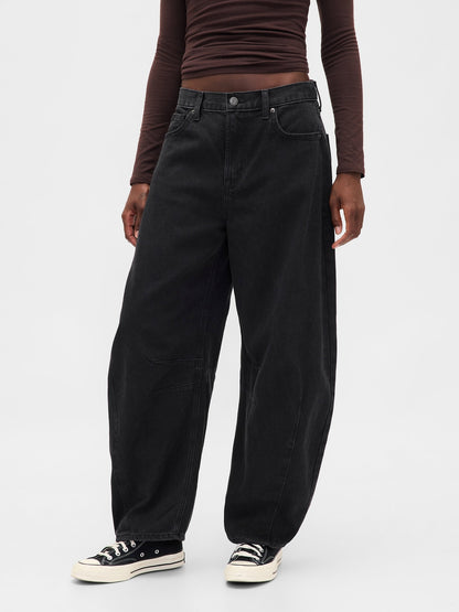 Siyah High Rise Ultrasoft Horseshoe Jean Pantolon