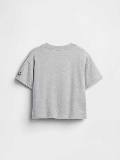 Gri Winnie The Pooh Oversized Grafik Baskılı T-shirt