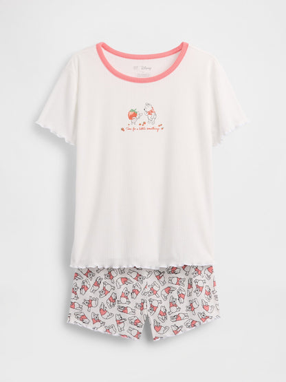 Beyaz Winnie The Pooh Recycled Fitilli Pijama Şort Takım