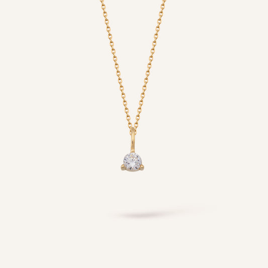 Dainty Tek Taşlı Altın Kolye