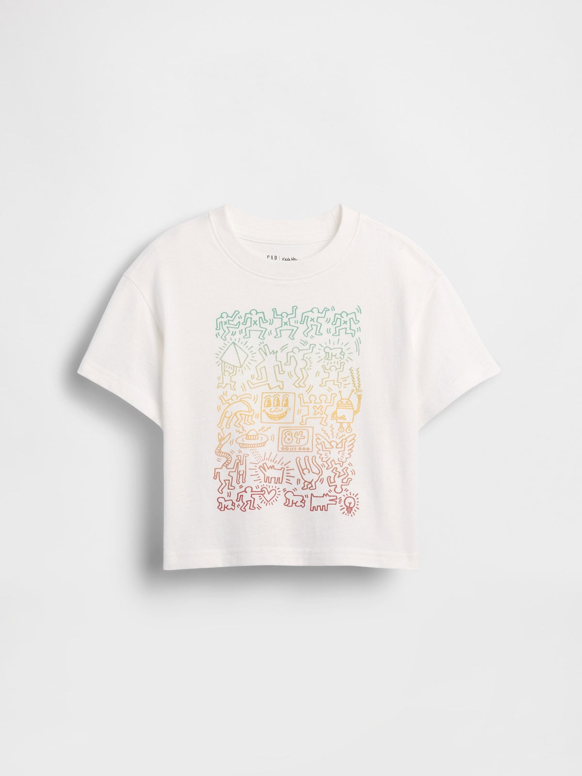 Beyaz Keith Haring Grafik Baskılı T-shirt