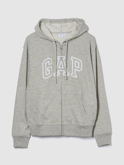 Gri Gap Logo Relaxed Fermuarlı Sweatshirt